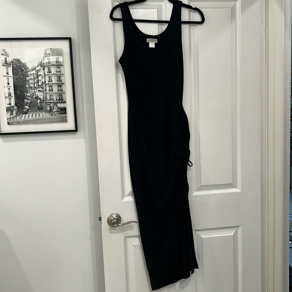 LSpace midi black coverup with side slit, size small!